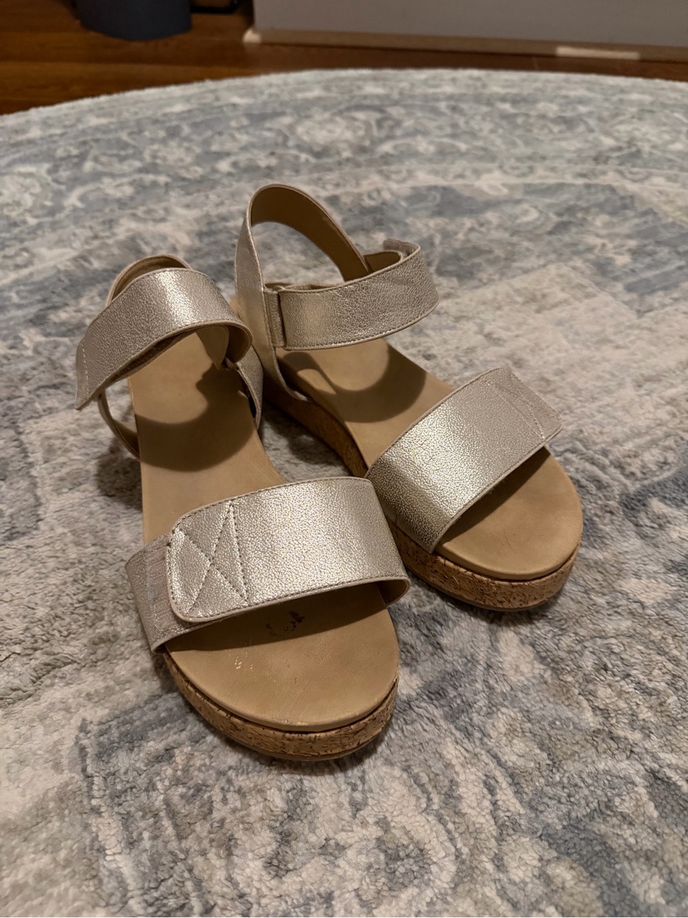 Women’s Metallic Sandal Wedge - Champagne